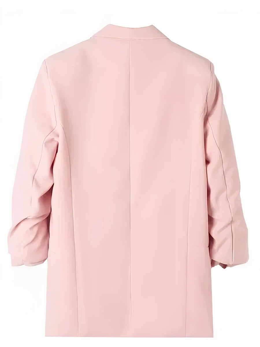 Veste blazer femme avec manches plissées roses – Image 2
