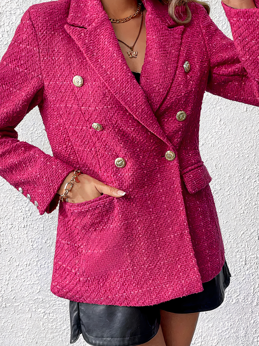 Veste blazer femme à double boutonnage et à carreaux – Image 5