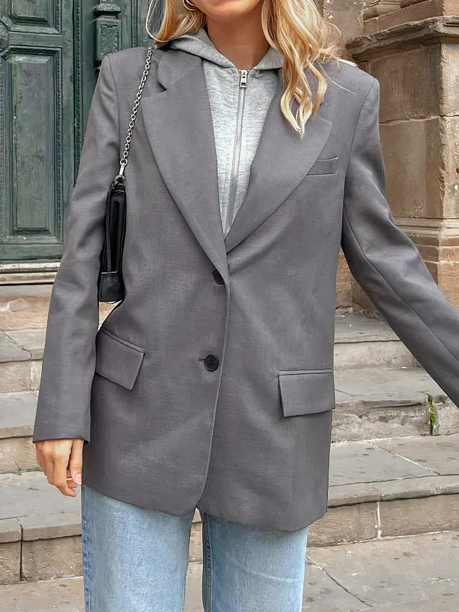 Veste blazer femme avec capuche intégrée grise