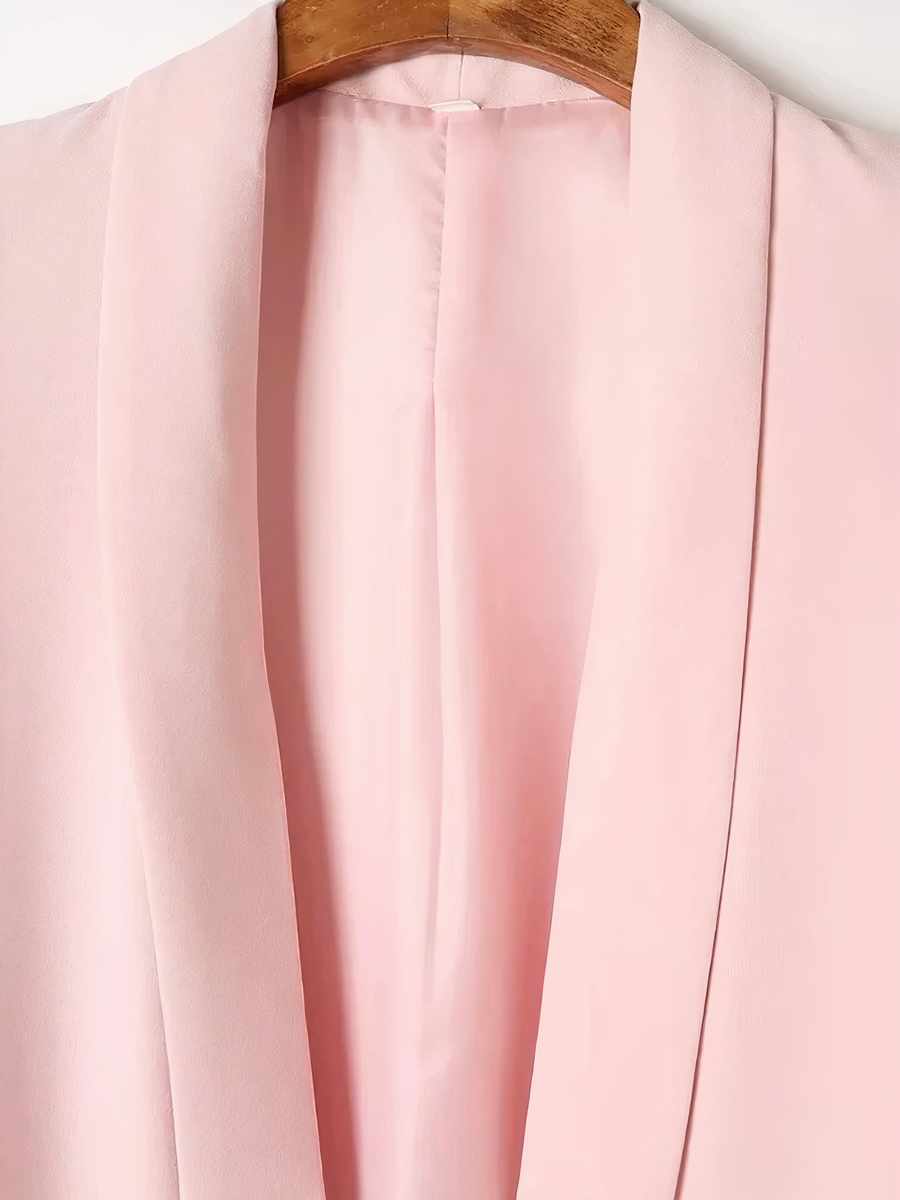 Veste blazer femme avec manches plissées roses – Image 4