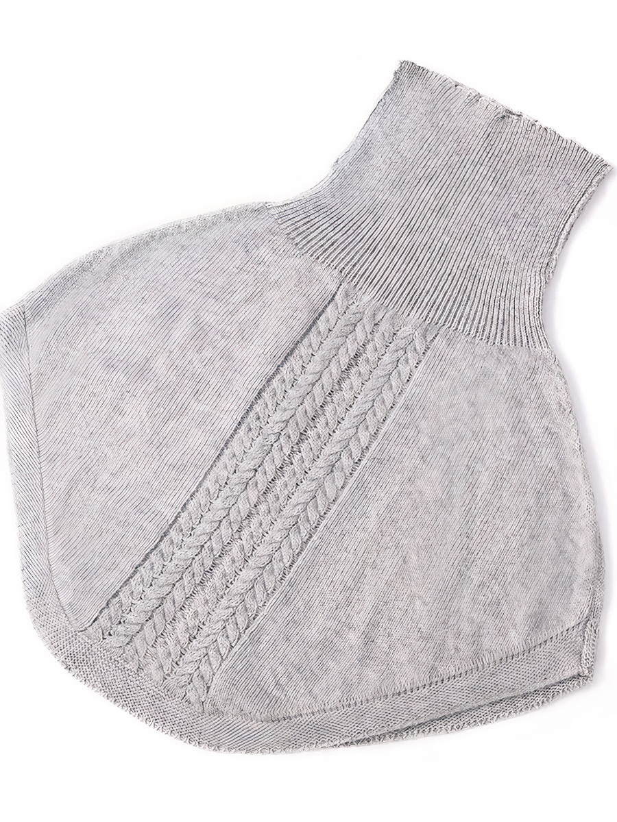 Veste chaude femme style col roulé gris – Image 2