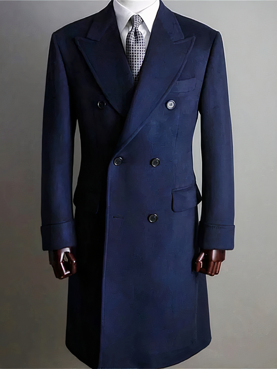 Veste costume homme style manteau long en laine
