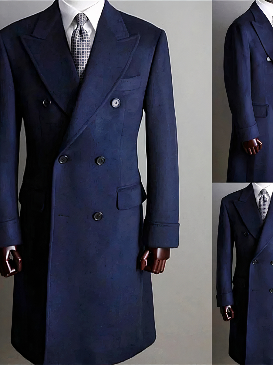Veste costume homme style manteau long en laine – Image 3