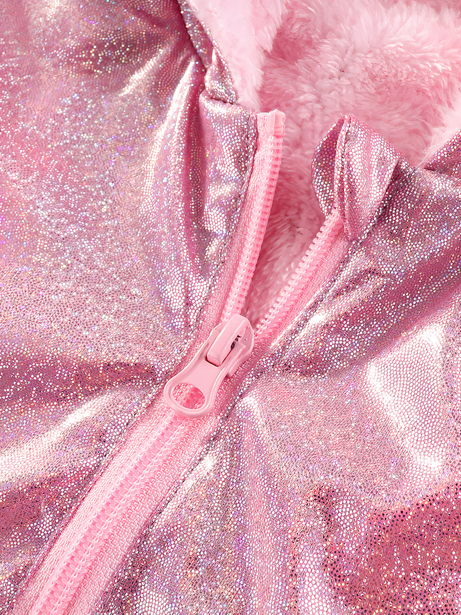 Veste fille à capuche rose brillante – Image 5