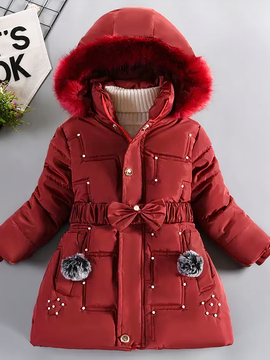 Veste fille avec capuche épaisse pour l’hiver