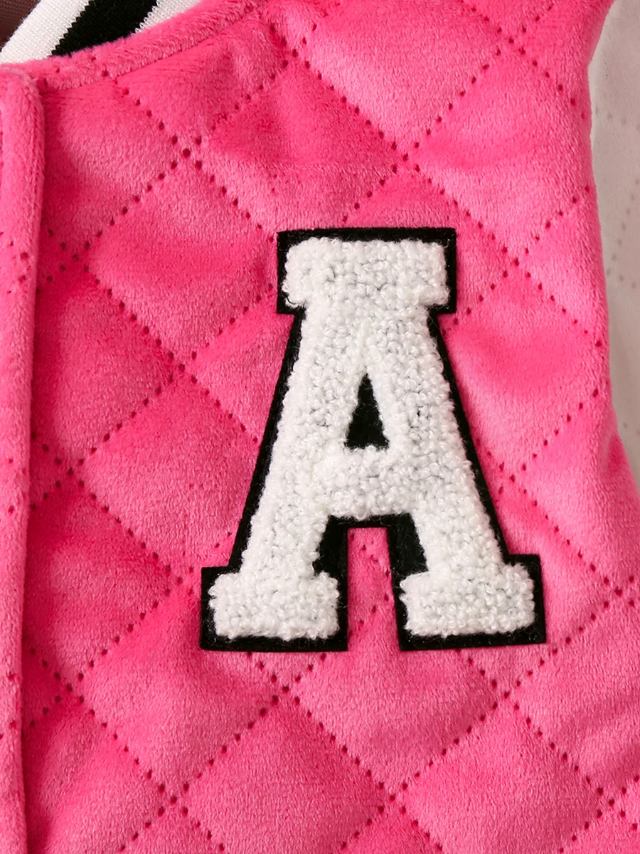 Veste fille style baseball avec un A brodé – Image 3