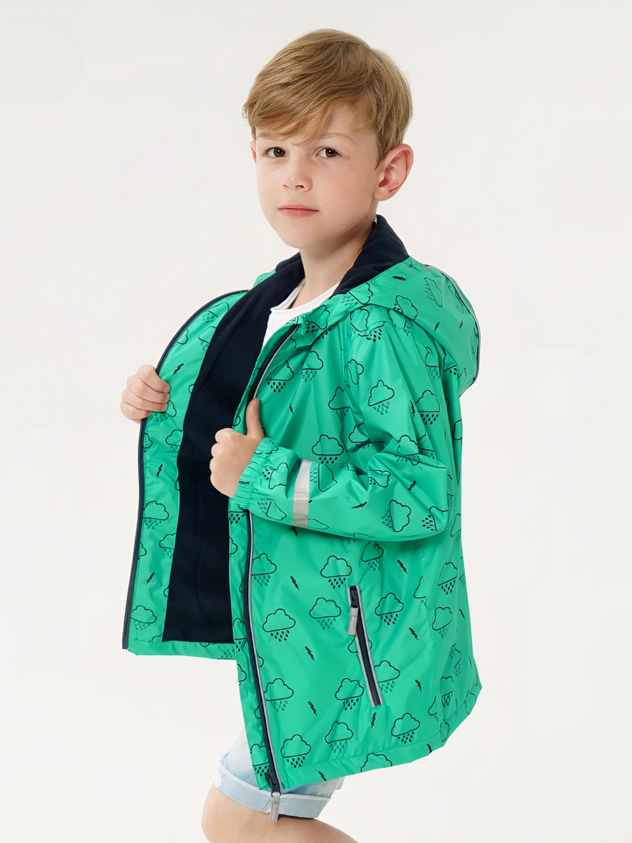 Veste garçon imperméable avec motifs de nuages et éclairs