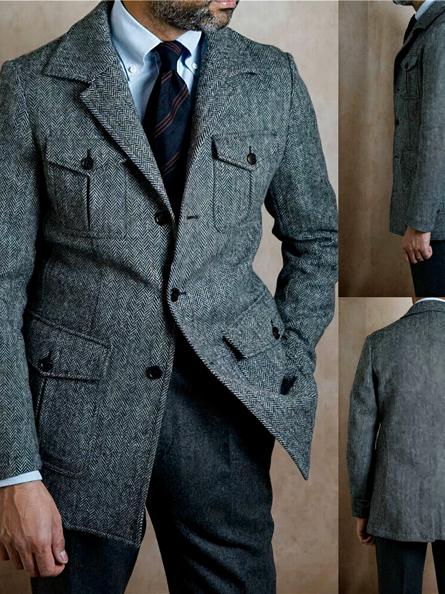 Veste habillée homme style costume d’affaire avec multi poches – Image 2