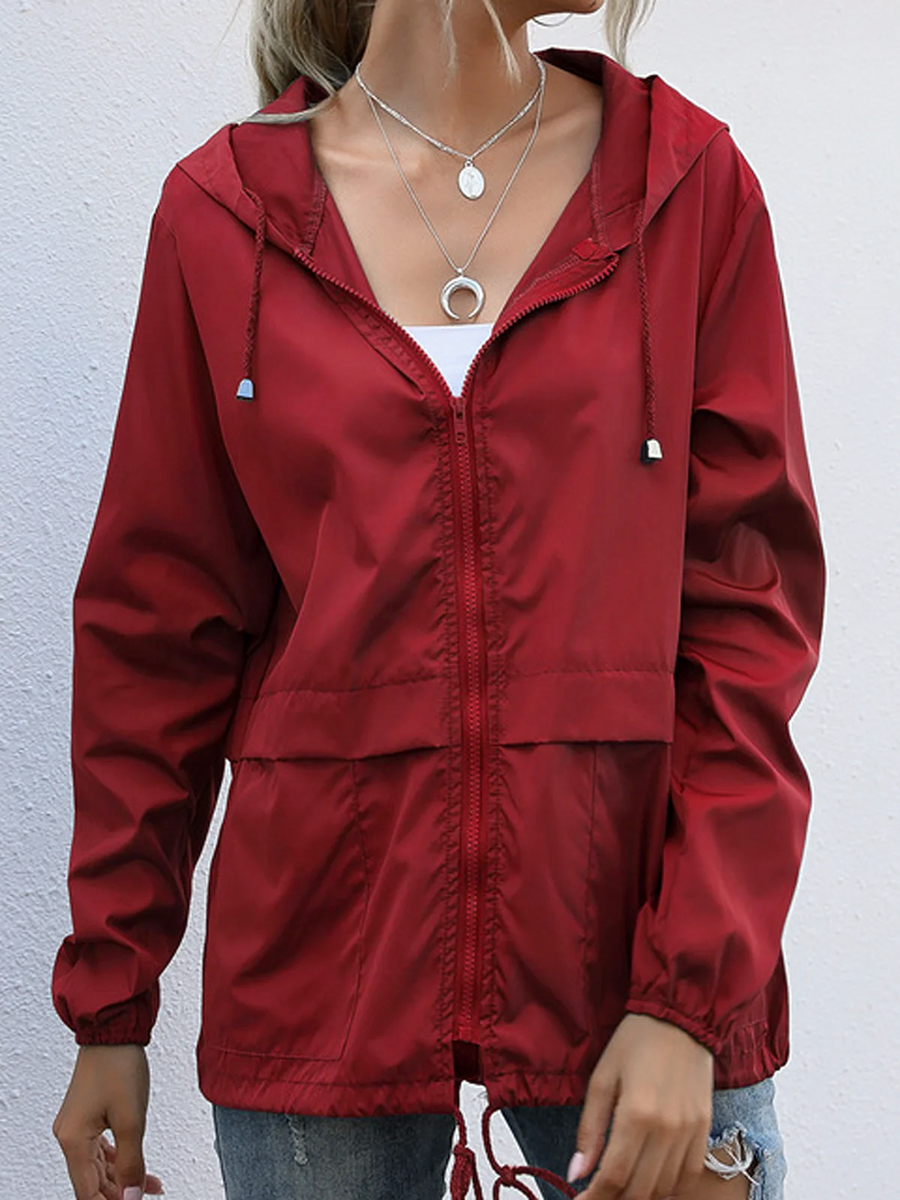Veste imperméable femme coupe vent à capuche