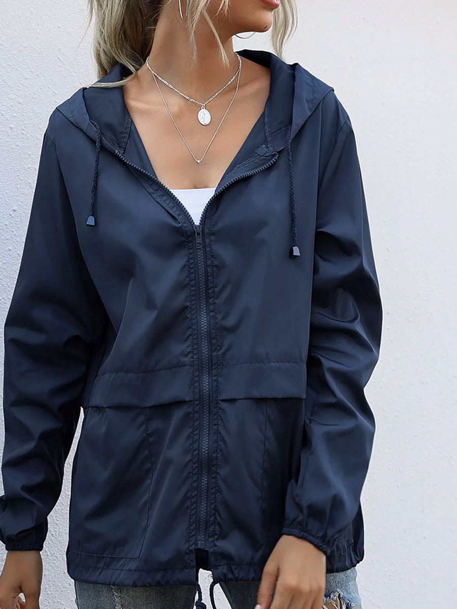 Veste imperméable femme coupe vent à capuche – Image 2