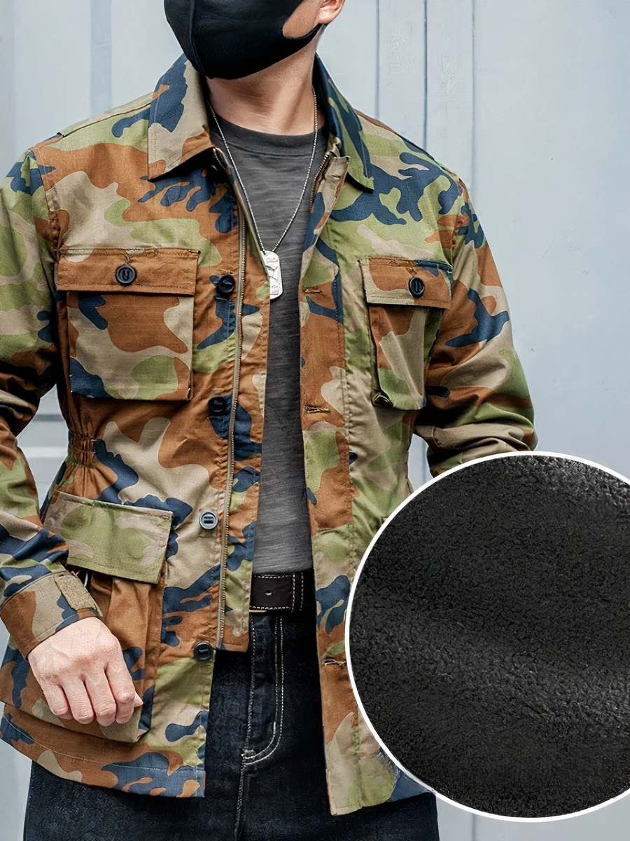 Veste saharienne homme effet camouflage militaire et coupe-vent – Image 3